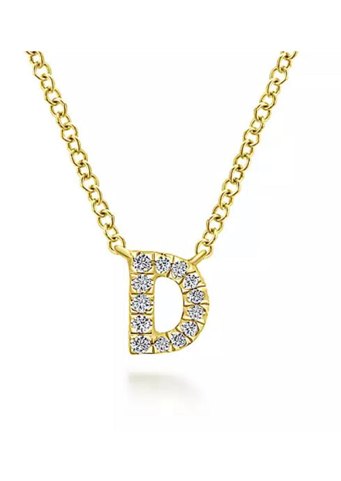 GABRIEL&Co-14k YG Diamond D Initial Pendant Necklace NK4577D-Y45JJ