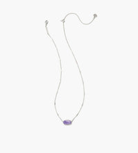 Load image into Gallery viewer, Kendra Scott-Framed Elisa Silver Metal Short Pendant Necklace in Lavender Opalite Illusion 9608803392