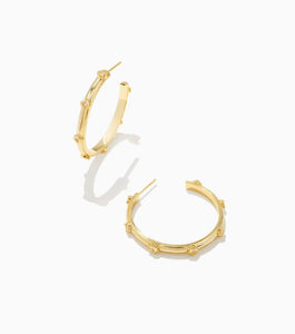 Kendra Scott-Joelle Gold Metal Hoop Earrings in White Crystal 9608802239