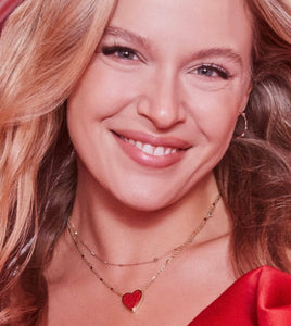Kendra Scott-Heart Gold Pendant Necklace in Red Kyocera Opal # 9608803059