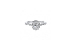 14K WG TRU REFLECTION ENGAGEMENT RING DIAMOND OVAL CTR .38 RDS .33 RG75237-4WB