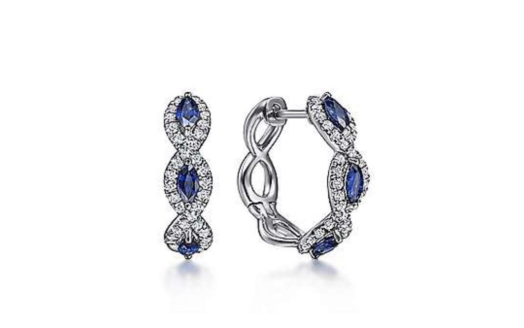 Gabriel & Co-14 K White Gold 15MM Diamond and Sapphire earrings