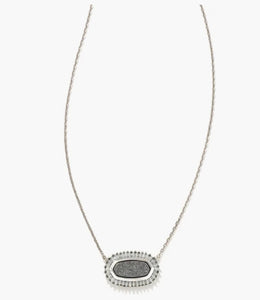 KENDRA SCOTT Baguette Elisa Silver Pendant Necklace in Platinum Drusy # 9608802846