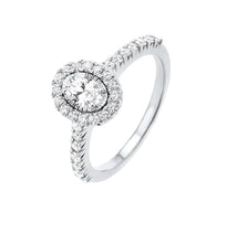 Load image into Gallery viewer, 14K WG TRU REFLECTION ENGAGEMENT RING DIAMOND OVAL CTR .38 RDS .33 RG72537-4WB