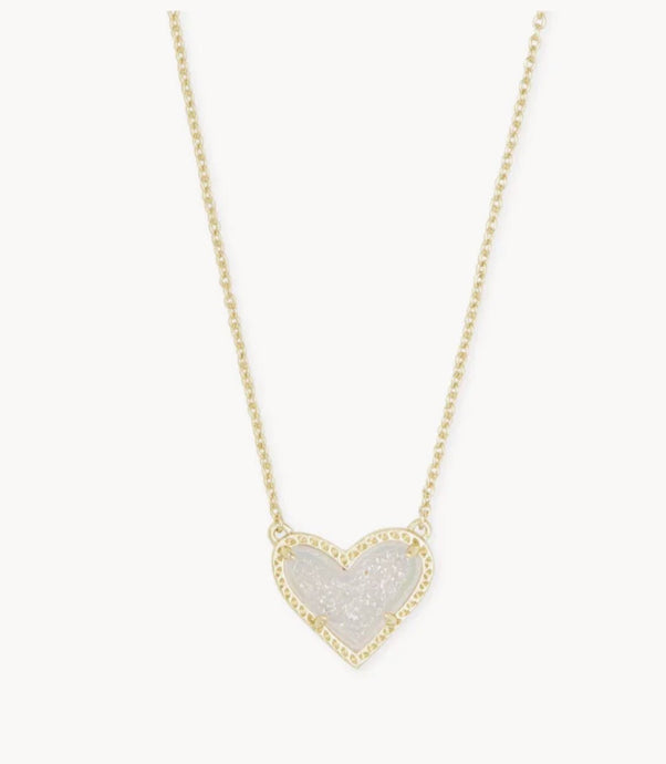 Kendra Scott-Ari Heart Gold Extended Length Pendant Necklace in Iridescent Drusy 4217704861