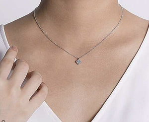 Gabriel-14K White Gold Diamond Clover Pendant Necklace NK6082W45JJ