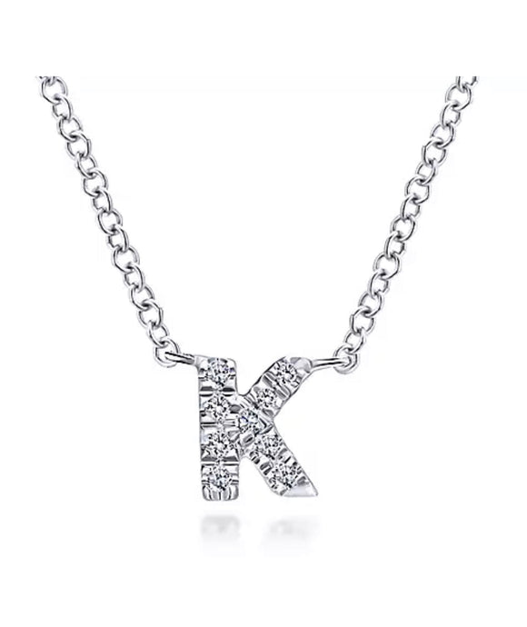 GABRIEL&Co- 14k WG Diamond K Initial Pendant Necklace NK4577K-W45JJ