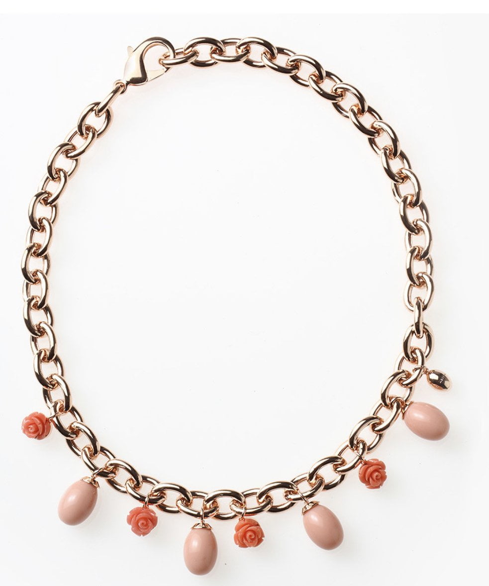 REBECCA-NECKLACE WITH MEDITERRANEAN BRONZE AND CORAL PASTE BMDKRP17