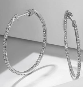GABRIEL & CO-14K White Gold French Pave 30mm Round Inside Out Diamond Hoop Earrings   EG13465W45JJ
