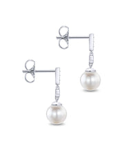 Load image into Gallery viewer, Gabriel-14K White Gold Vintage Inspired Style Diamond Pearl Drop Earrings  EG9902W45PL