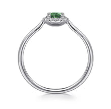 Load image into Gallery viewer, GABRIEL&amp;CO-14K White Gold Emerald and Diamond Halo Promise Ring   LR51264W45EA