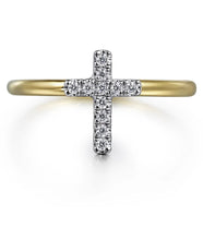 Load image into Gallery viewer, GABRIEL&amp;CO-14K White and Yellow Gold Diamond Cross Ladies Ring   LR52492M45JJ