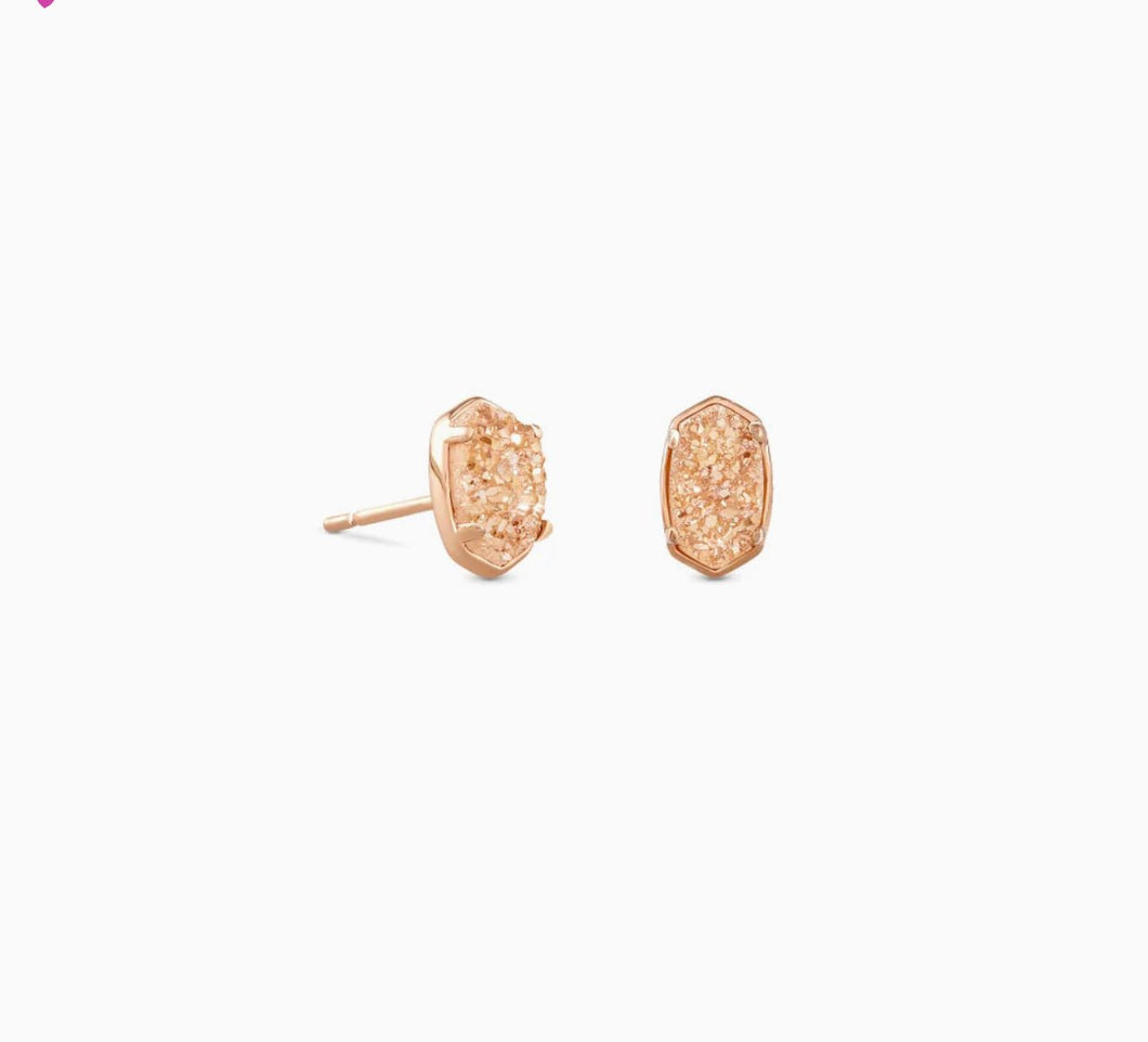 KENDRA SCOTT-Emilie Rose Gold Stud Earrings in Sand Drusy 4217718142