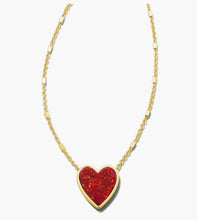 Load image into Gallery viewer, Kendra Scott-Heart Gold Pendant Necklace in Red Kyocera Opal # 9608803059