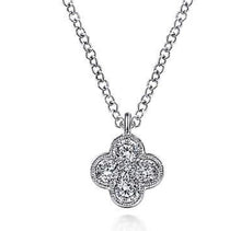 Load image into Gallery viewer, Gabriel-14K White Gold Diamond Clover Pendant Necklace NK6082W45JJ