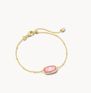 Kendra Scott-Framed Elaina Gold Metal Delicate Chain Bracelet in Peony Mother-of-Pearl 9608803406