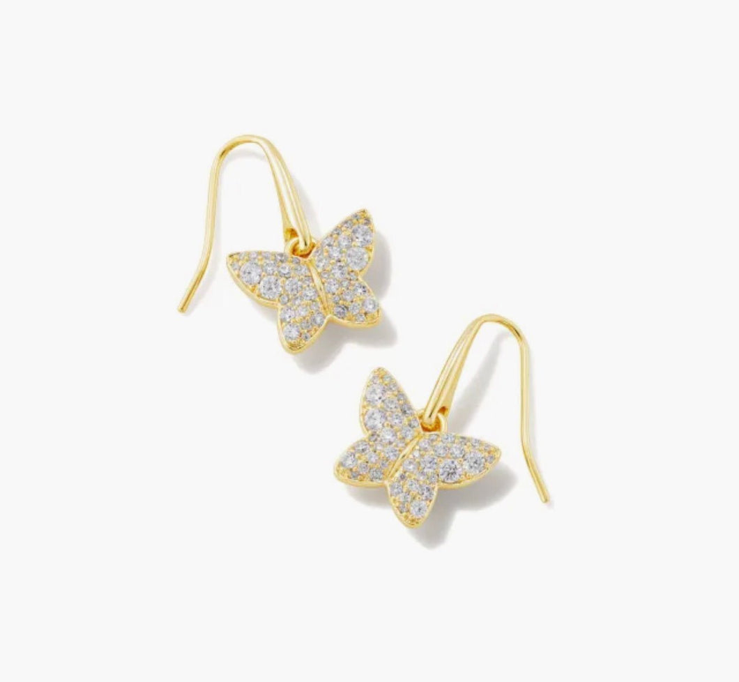 Kendra Scott-Lillia Crystal Butterfly Gold Drop Earrings in White Crystal  9808803539