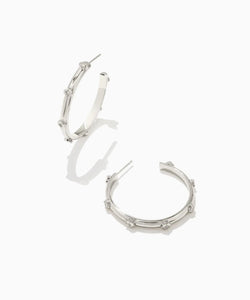 Kendra Scott-Joelle Silver Metal Hoop Earrings in White Crystal 9608802240