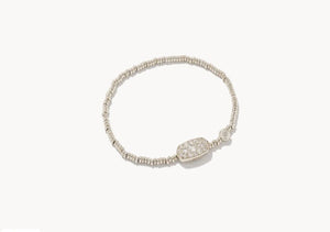 Kendra Scott-Grayson Silver Metal Crystal Stretch Bracelet in White Crystal 9608802929
