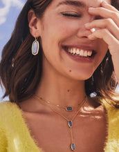 Load image into Gallery viewer, Kendra Scott-Framed Elle Gold Metal Drop Earrings in Dark Blue Mother-of-Pearl 9608803401