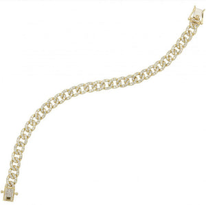 14k Cuban Link Yellow Gold Diamond Bracelet BC10246-4YC