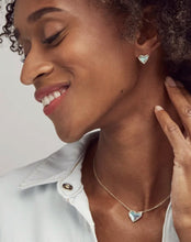 Load image into Gallery viewer, Kendra Scott-Ari Heart Silver Stud Earrings in Ivory Mother-of-Pearl 4217704870