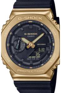G-SHOCK ANALOG/DIGITAL RSN BK/GOLD BK STRAP GM2100G-1A9
