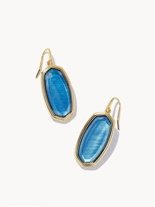 Kendra Scott-Framed Elle Gold Metal Drop Earrings in Dark Blue Mother-of-Pearl 9608803401