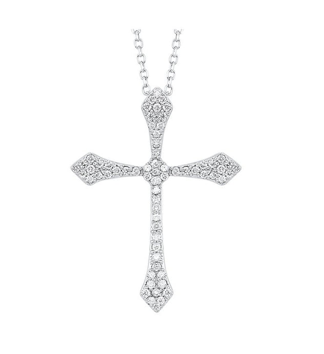 14 K  White Gold  Cross Pen/Chain .14Ctw Diamond PD30875-4WD *