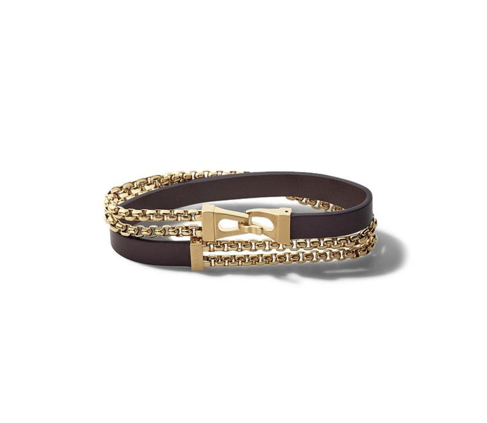 BULOVA CLASSIC BROWN LEATHER DOUBLE WRAPP BRACELET J97B002M