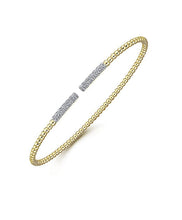 Load image into Gallery viewer, Gabriel-14k Yellow Gold Bujukan Bead Cuff Bracelet with Diamond Pavé Bars BG4218-62Y45JJ