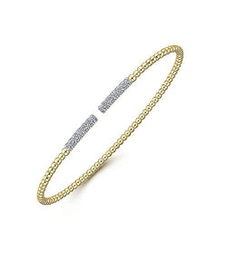 Gabriel-14k Yellow Gold Bujukan Bead Cuff Bracelet with Diamond Pavé Bars BG4218-62Y45JJ