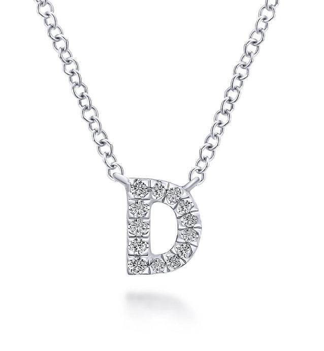 GABRIEL & Co-14K White Gold Diamond D Initial Pendant Necklace    NK4577D-W45JJ