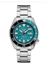 Seiko-5 Sports "Time-Sonar" Watch with Blue See-Thru Dial SRPJ45