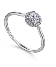 Load image into Gallery viewer, GABRIEL&amp;CO-14K White Gold White Sapphire and Diamond Halo Promise Ring 4mm white sapphire center stone   LR51264W45WS