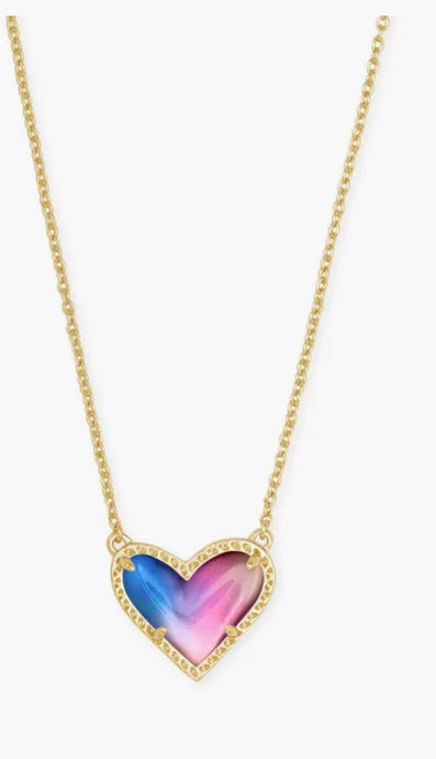 Kendra Scott-Ari Heart Gold Metal Pendant Necklace in Watercolor Illusion 4217708508