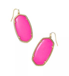 Kendra Scott-Danielle Gold Metal Statement Earrings in Neon Pink Magnesite 4217709364