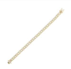 14k Cuban Link Yellow Gold Diamond Bracelet BC10246-4YC