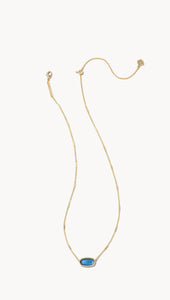 Kendra Scott-Framed Elisa Gold Metal Short Pendant Necklace in Dark Blue Mother-of-Pearl 9608803389