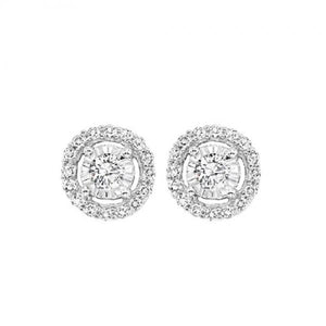 14KT WHITE GOLD HALO EARRINGS - M&R Jewelers