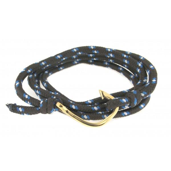 GOLD STAINLESS STEEL HOOK WITH BLUE LISBON ROPE - M&R Jewelers